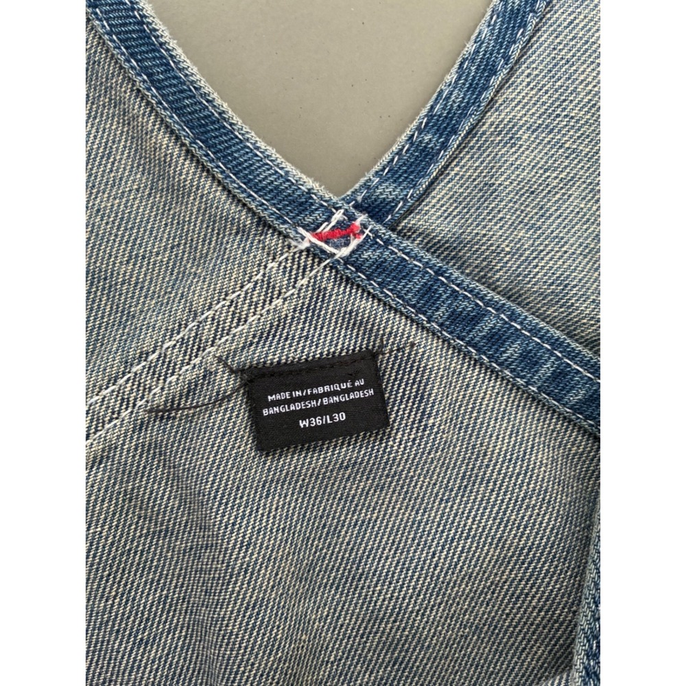 Vintage Dickies Mens Denim Bib Overalls Medium Wash Blue Cotton Workwear 36x30 - Picture 4 of 8